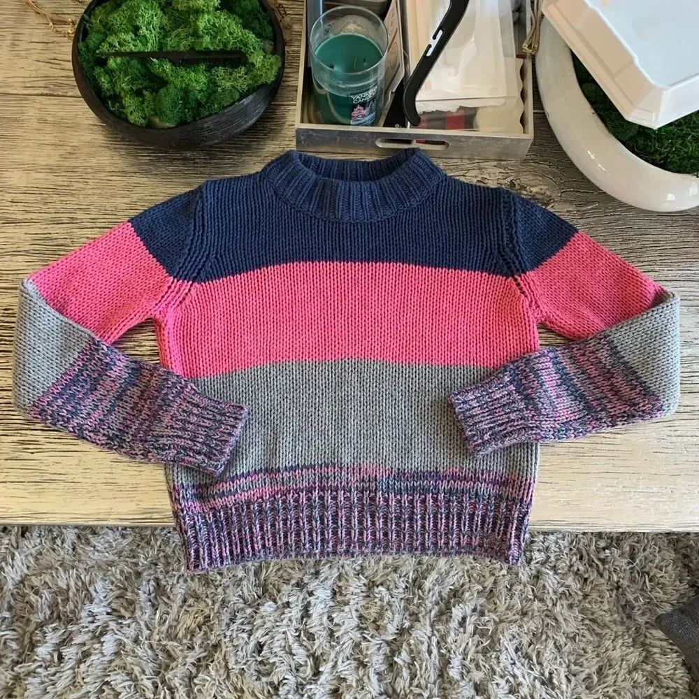 One Grey Day Striped Sweater sz M